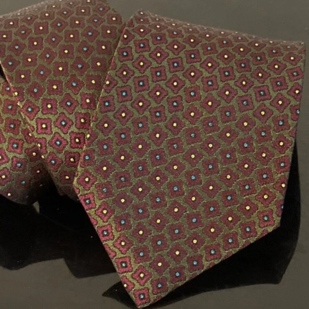 Gucci Logo Silk Tie Purple Green Mint Mens Silk Vintage Goth Couture Artsy EUC